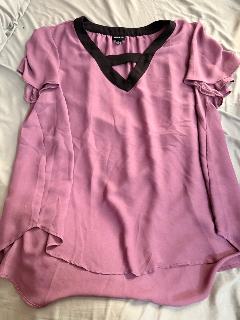torrid Pink-Mauve Blouse with Black Trim